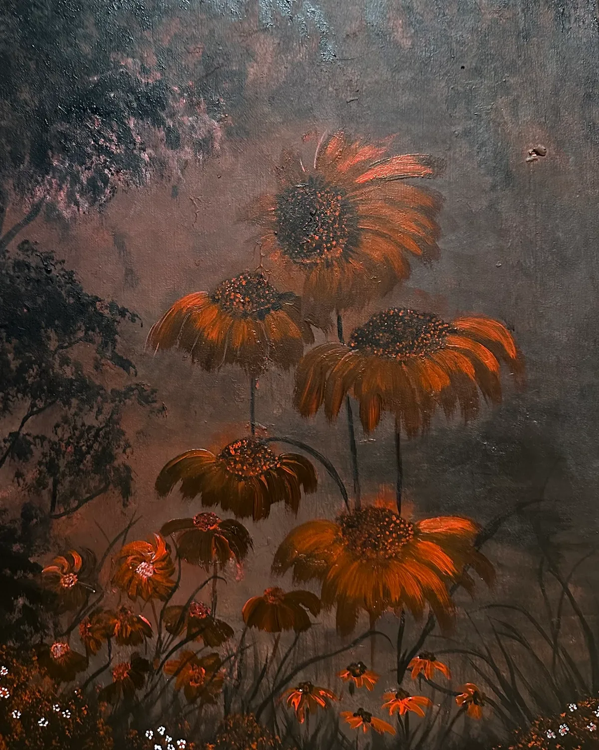 Painted as a response to violence. A statement of courage and strength when facing horrors.
